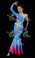 蓝红傣族舞蹈服