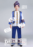白衣宝蓝马甲男裤装三件套
