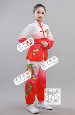 红白渐变飞龙儿童武术太极服