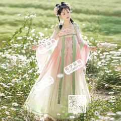 粉绿渐变齐胸飘袖唐风汉服