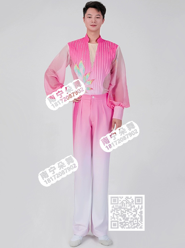 玫红白渐变荷花刺绣匆匆那年仲男装