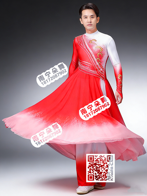 白红渐变斜肩万事如意男当代