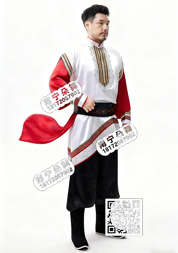 白衣红袖黑裤斜裙新疆男